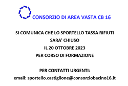 CHIUSURA SPORTELLO CONSORZIO DI BACINO 16